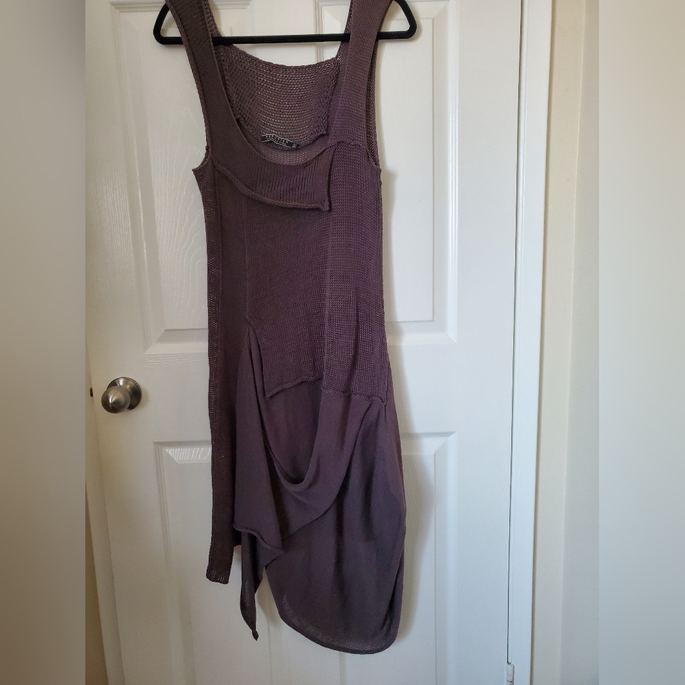 Peruvian Connection Knit Brown Drape Sleeveless Dress Womens M/L